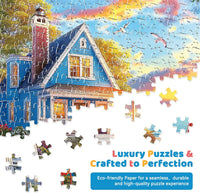 EIYRURU 300 piece jigsaw puzzle of a cottage garden with swans and bridge - view 14