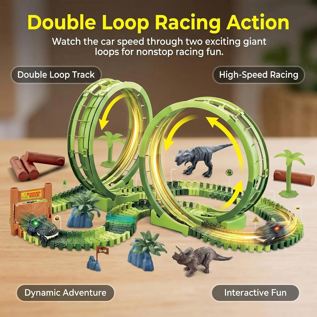 Dinosaur Race Track Toys for Boys 3-5 - Double Loop Dinosaur Race Track Set - image 2