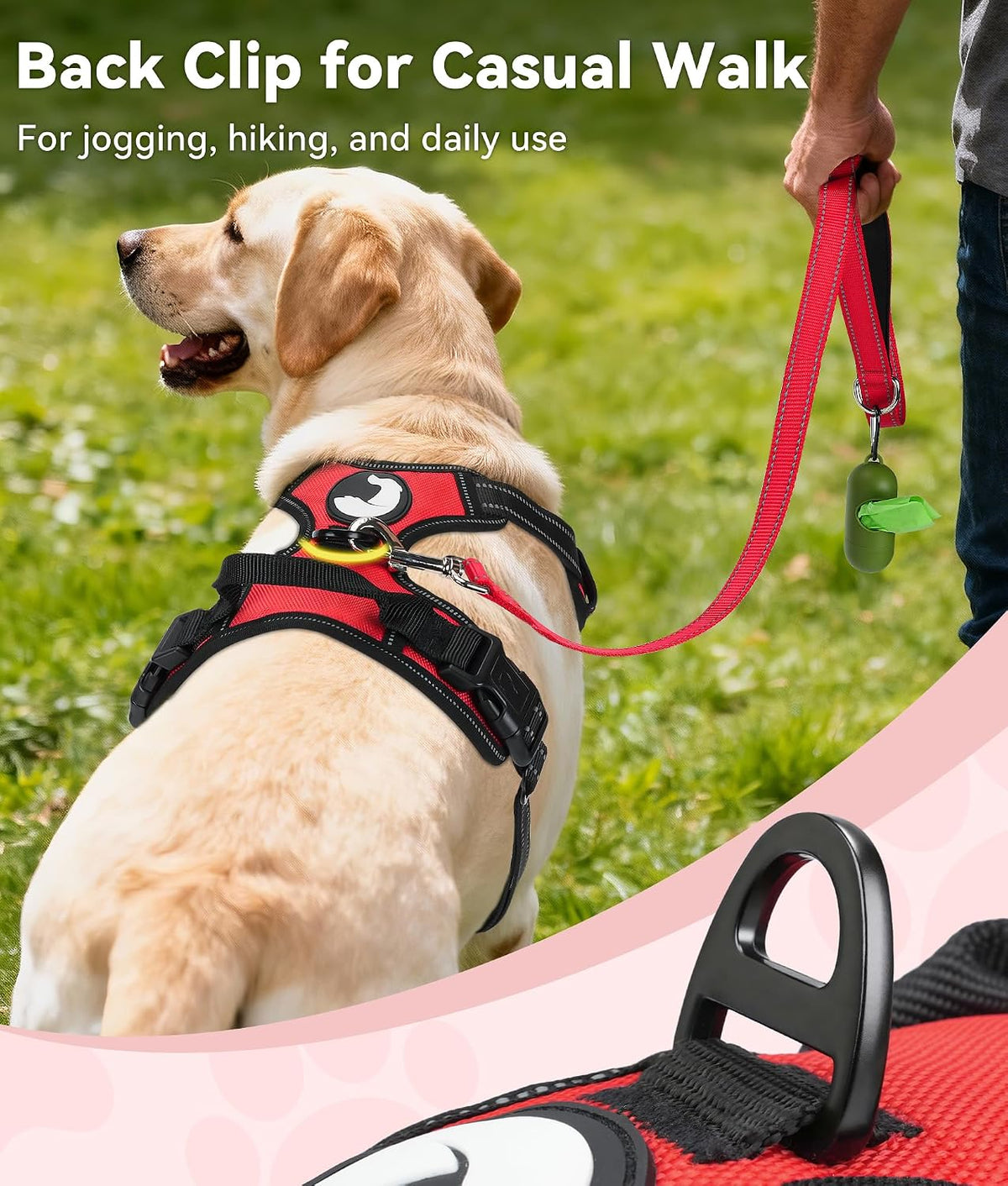 Joytale No Pull Dog Harness Medium Sized Dog, Front Clip - Small / Red - image 4