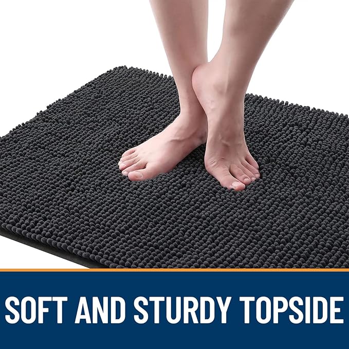 OLANLY Dog Door Mat Set 4-Piece 30x20, Absorbs Moisture and Dirt, Absorbent Non-Slip Washable Doormat, Quick Dry Chenille Mud Mat for Dogs, Entry Indoor Entryway Carpet for Inside Floor, Dark Grey