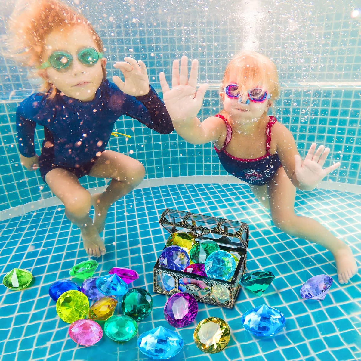 DISHIO Diving Gem Pool Toy 10PCS Big Colorful Diamond Diving Toy - 10pcs Multi-colored - image 3
