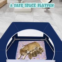 42x42 Inches Puppy Playpen with Gate - Blue / 45x45 IN Hexagonal - image 4