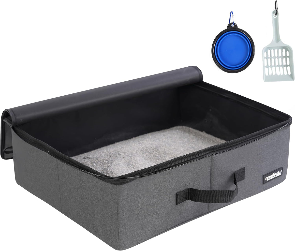 apollo walker Portable Cat Litter Box With Waterproof bag and Lid - Gray / Small