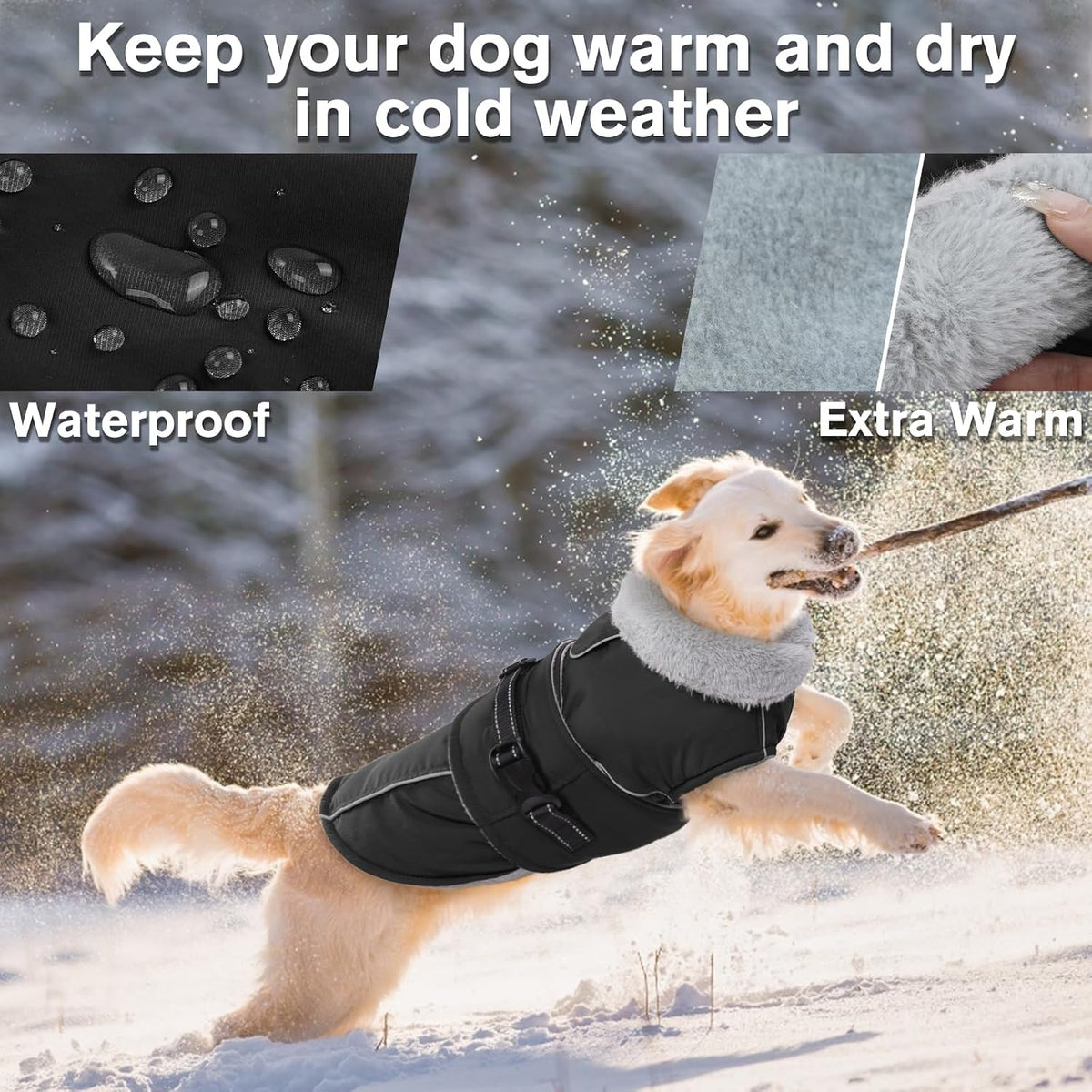 Dog Coats for Large Dogs Waterproof Dog Jacket with Adjustable Fit – Essentials for Dogs - M / Black - image 2