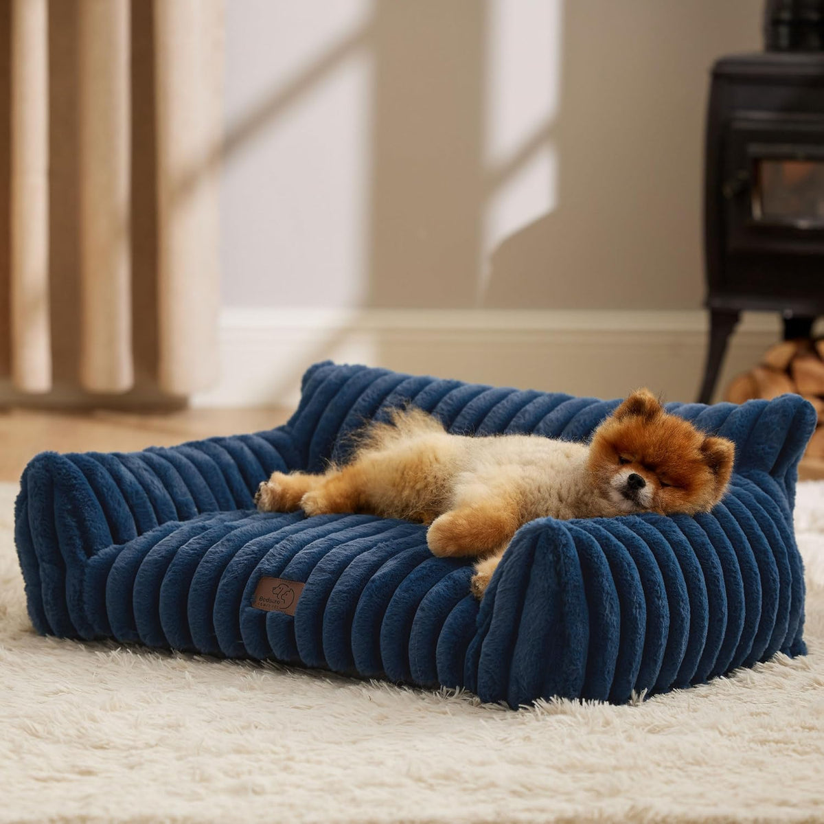 Bedsure ComfyFleece Shown on TV Fluffy Cute Cat Couch for Pets - 30x20x10" / Night Blue