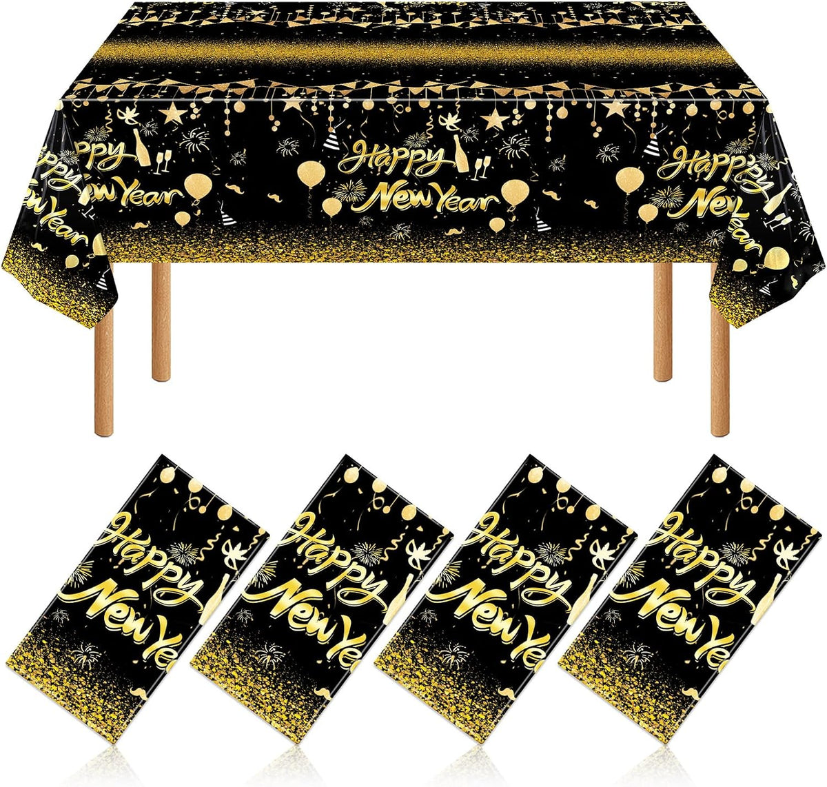 NOVWANG kids party tablecloth 4-pack in red, yellow, cloud and cow print - view 5
