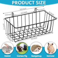 Therwen 4 Pcs Rabbit Hay Feeder Guinea Pig Heavy Duty Metal Frame Hay - 9.8 x 5.1 x 3.5 Inches - image 2