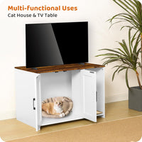 Cat Litter Box Enclosure, with Scratching Mat - White+Rustic Brown / 27.6"L x 18.2"W x 19.6"H - image 3