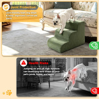 Dog Stairs for Bed & Couch, 18" H 4-Step Pet Ramp for Small Dogs - Green / 3 / Standard 15" Height - image 2