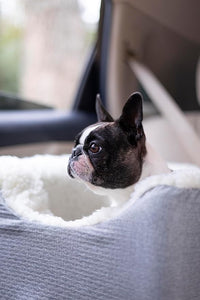 Snoozer Dog Car Seat: Lookout I Dog Booster Car Seat for Dogs Small 5-15 lbs, Size: Small, Fabric: Stone Diamond, Pet Booster to Alleviate Motion Sickness for Dogs, Removable Machine Washable Cover