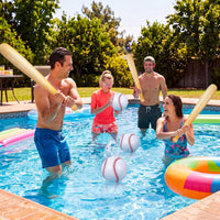 Lewtemi inflatable baseball set with 4 blow-up bats and 2 baseball-print beach balls - view 9