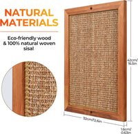 Cat Scratching Post - BXL, Natural Wooden Sisal Cat Wall Scratcher, Floor or Wall Mounted Vertical - Single - image 2