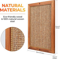 Cat Scratching Post - BXL, Natural Wooden Sisal Cat Wall Scratcher, Floor or Wall Mounted Vertical Cat Scratch Pad for Indoor Cats Adults or Kittens, Cat Wall Furniture Protector