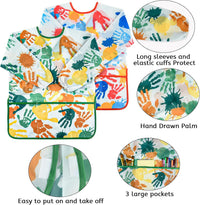 2 Pcs Kids Art Smock Painting Toddler Smock Long Sleeve with 3 - Red+green / 2 - image 4