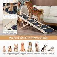 Wooden Dog Ramp for High Bed, 47.2" Long Non-Slip Dog Ramp for Couch, 6 Adjustable Heights from 15.7" to 28" with Side Rails Anti-Slip Traction Mat for Small Medium Large Dogs(Up to 160 Lbs)