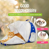 Dual Expandable Large Cat Backpack Carrier – Essentials for Cats - Blue / Clear Window - image 4