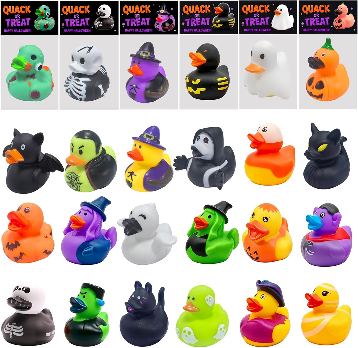 Holydeck 27-piece Halloween rubber ducks in 17 spooky styles with gift cards