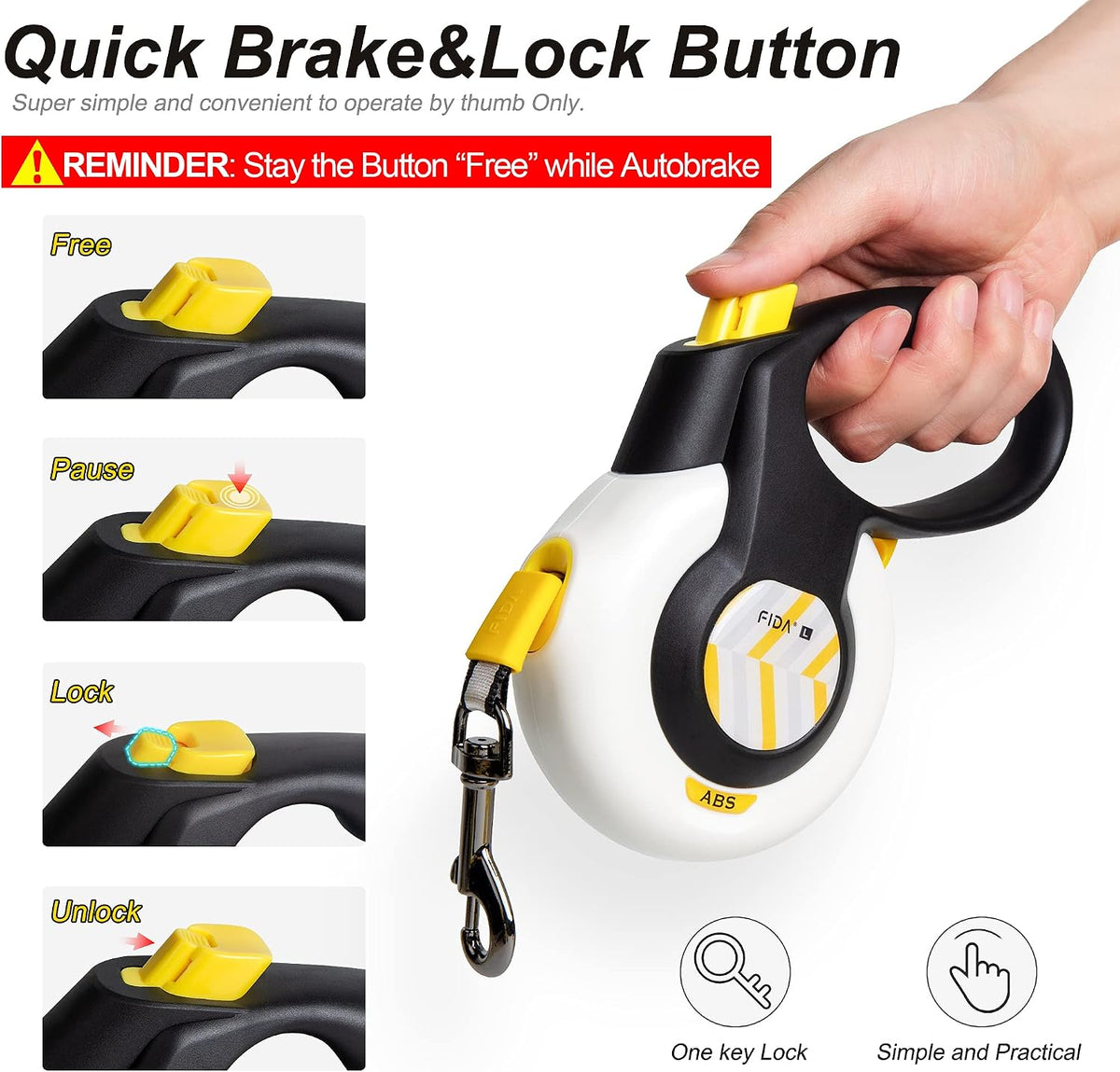 Fida AutoBrake Heavy Duty Retractable Dog Leash - Large, 16ft - image 3