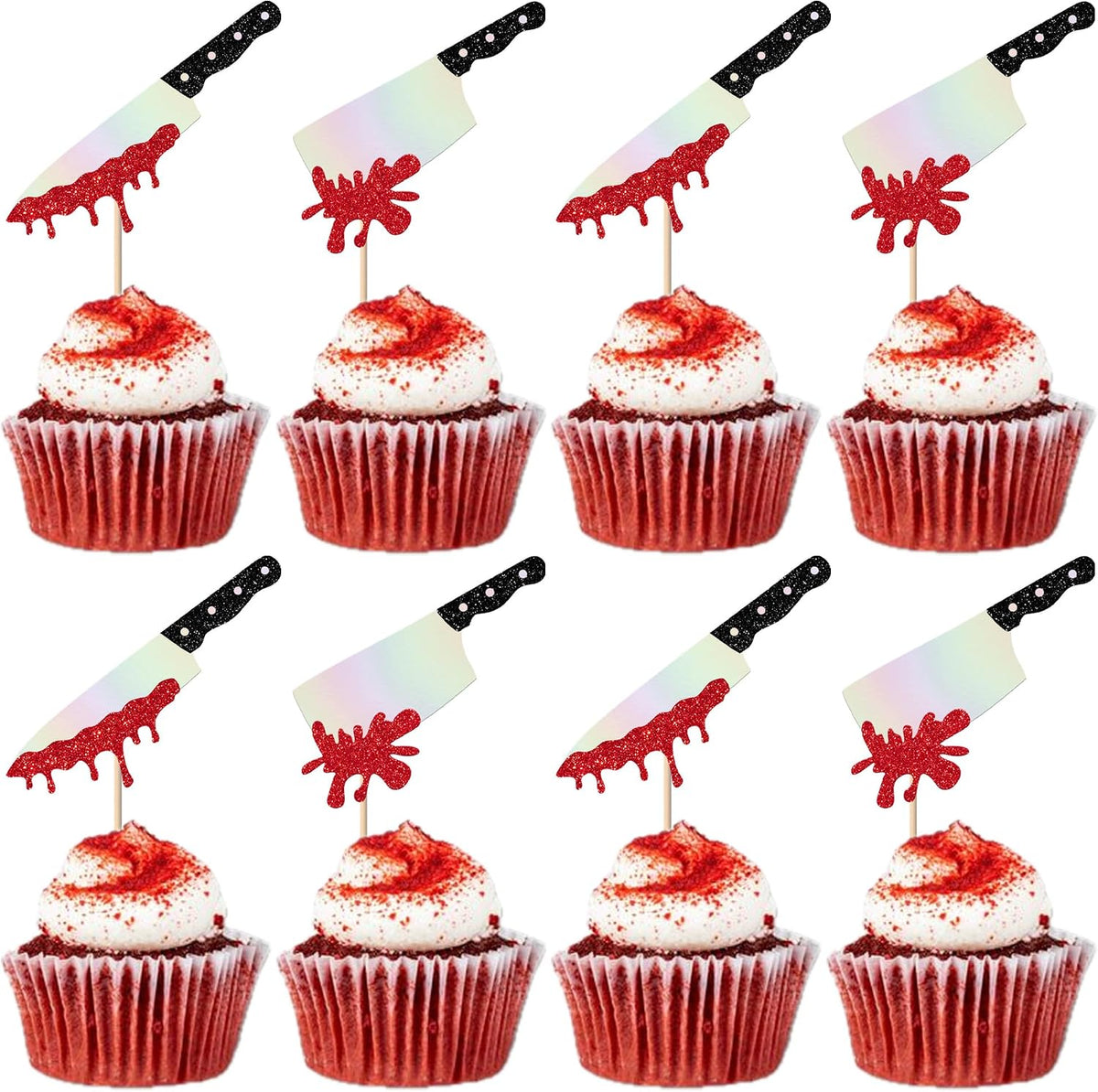Rsstarxi 24 Have a Killer Birthday glitter horror cupcake toppers - view 8