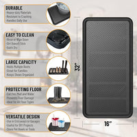 Indoor/Outdoor Hose-Wash Lines Design Non-Slip Rubber 16" x 32" Modern Entryway Mat for Entryway, Patio, Backyard, Garage, 16" x 32", Black