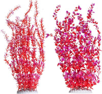 23" Tall Aquarium Plastic Plants - Red