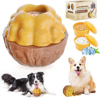 Dog Frozen Treats Toy, Cognitive Dogs Brain Stimulation Toys for Aggressive Chewers, Interactive Dispensing Toy Enrichment Keep Them Busy No-Boredom, Tough Nylon&Coffe Wood Fillable Puzzle Dog Feeder