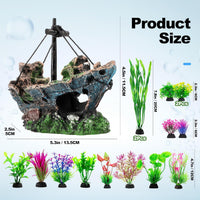 8Pcs Fish Tank Decorations Set Sunken Ship Decoration - 16 Pcs - image 2