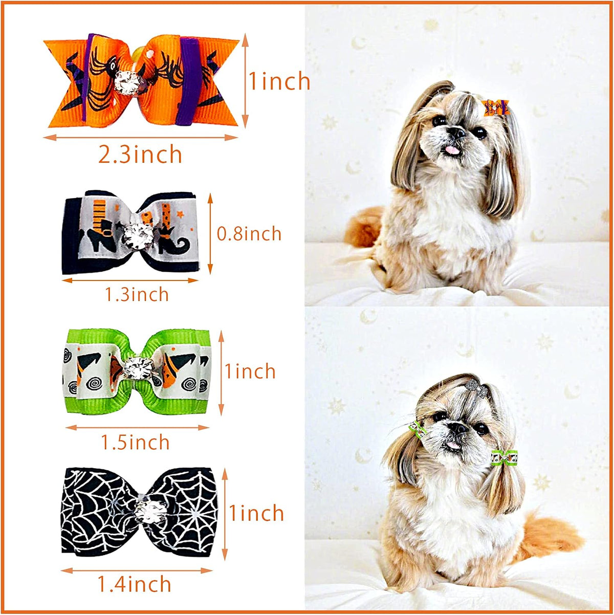 PET SHOW 20pcs Halloween Small Dog Hair Bows with Rubber Bands - 50pcs Halloween - image 4
