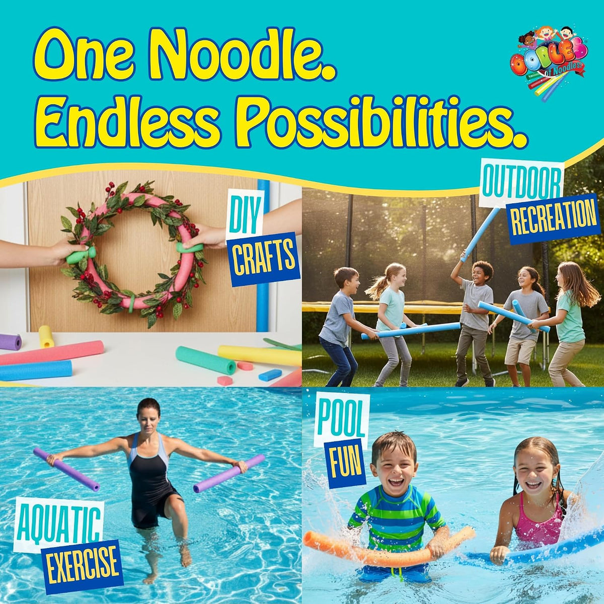 Oodles of Noodles Foam Pool Swim Noodles 2 Pack – Fun for Kids & Family - image 3