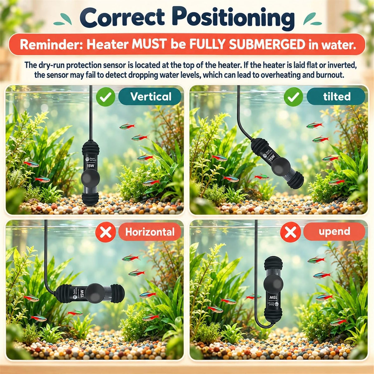 AquaMiracle 100W Dual LED Display Small Aquarium Heater for 10-20 Gal - 3-5 Gal Tanks - image 3