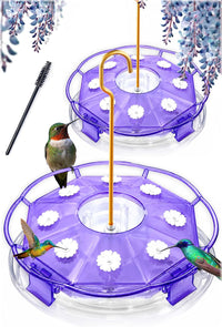 2 Pack 16 oz Saucer Hummingbird Feeders for Outdoors - Clear Amethyst / 2-Feeder Set