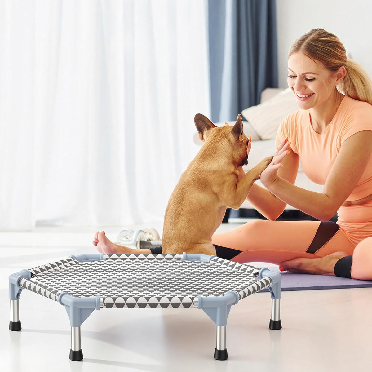 Kuntrust Elevated Outdoor Dog Bed, Medium Size, Cotton Material - Triangle / 6 sided Small - image 4