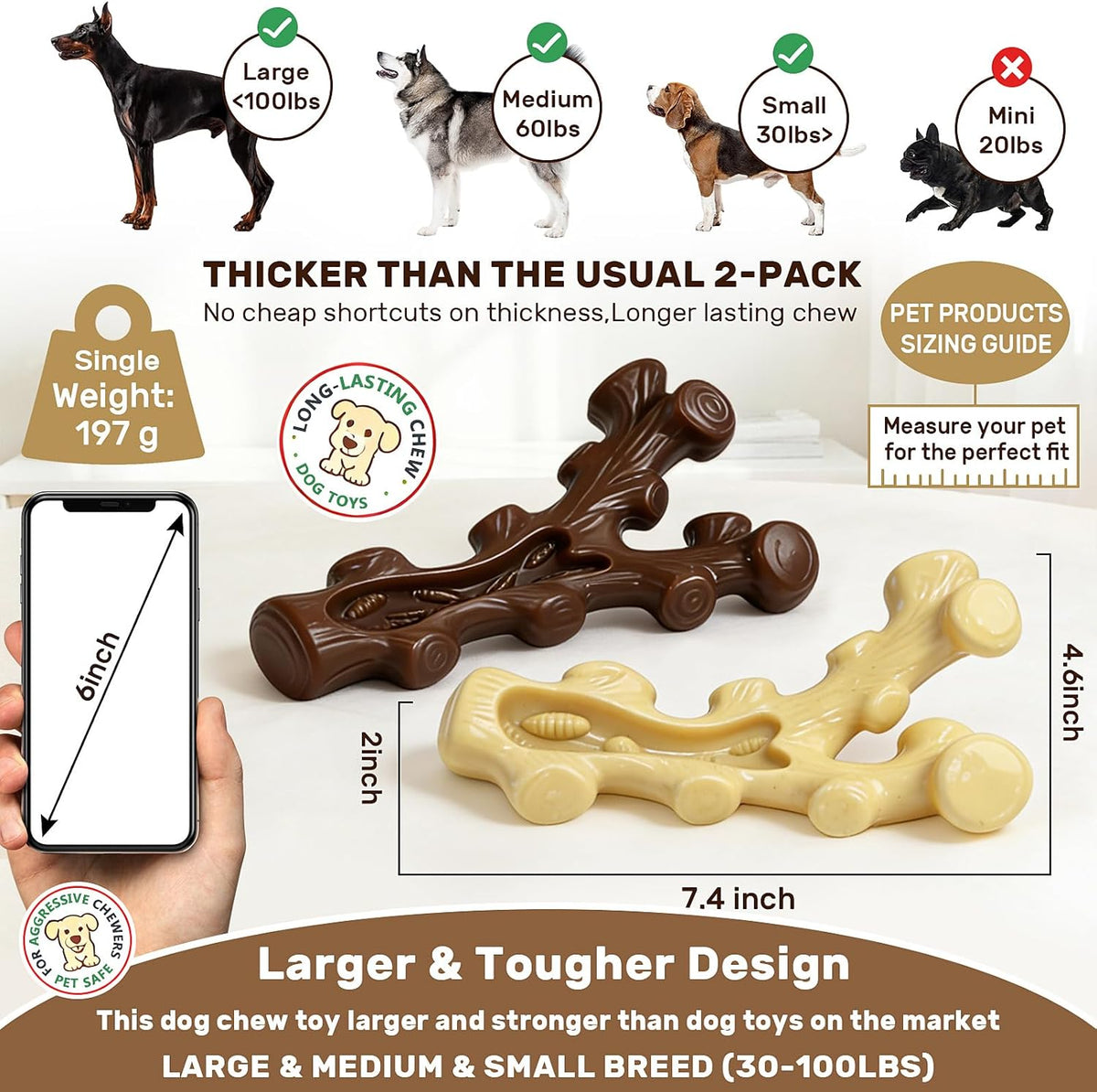 2 Pack Dog Chew Toys for Aggressive Chewers - image 2