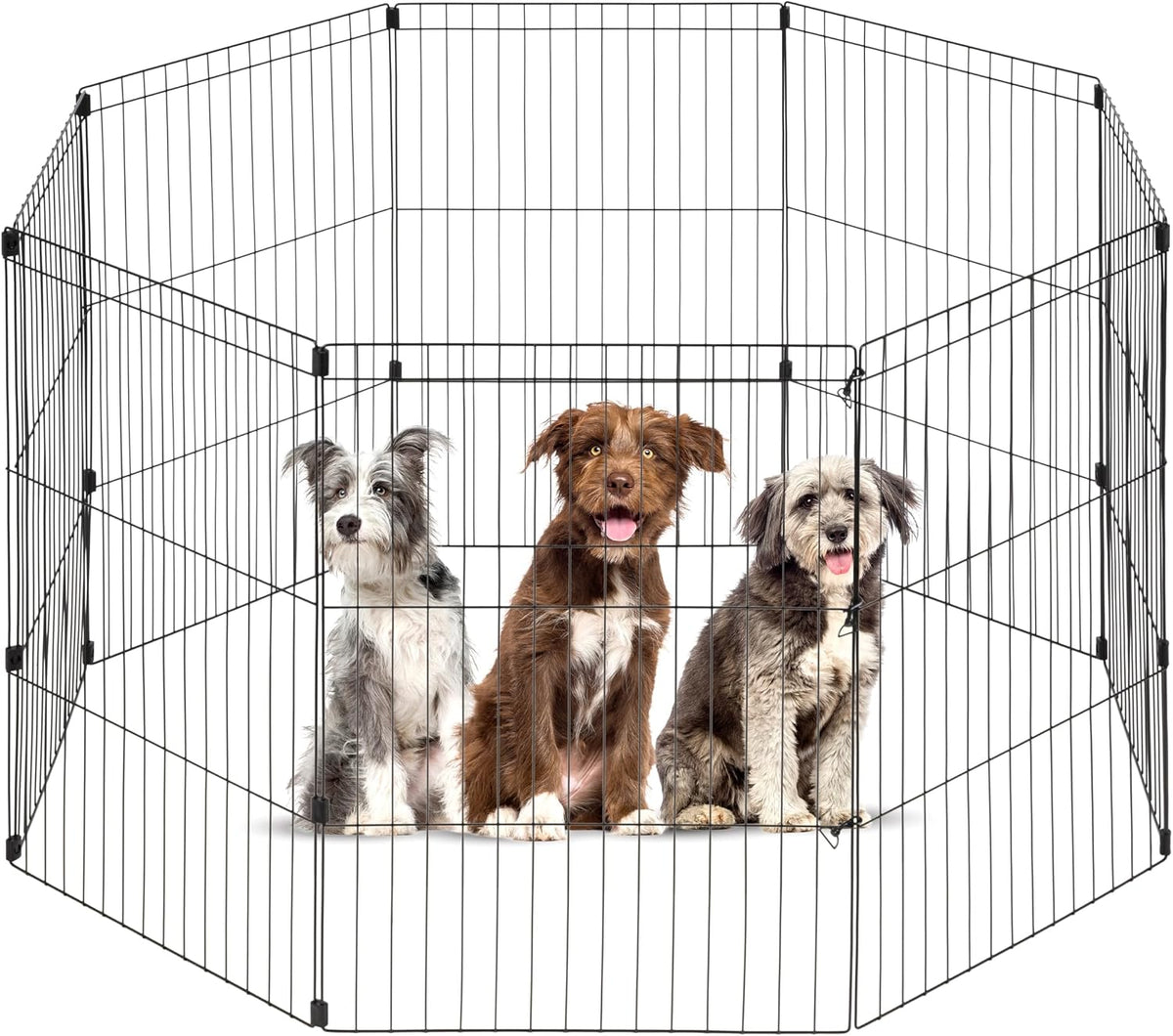 IRIS USA 8-Panel Exercise Pen, Heavy Duty - 36"H / Black