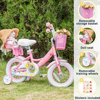 Glerc Maggie Girls Bike, 12-20 Inch Kids Bike for 2-13 Years Old Children, Princess Style Kids - Pink & White / 12 Inch - image 2