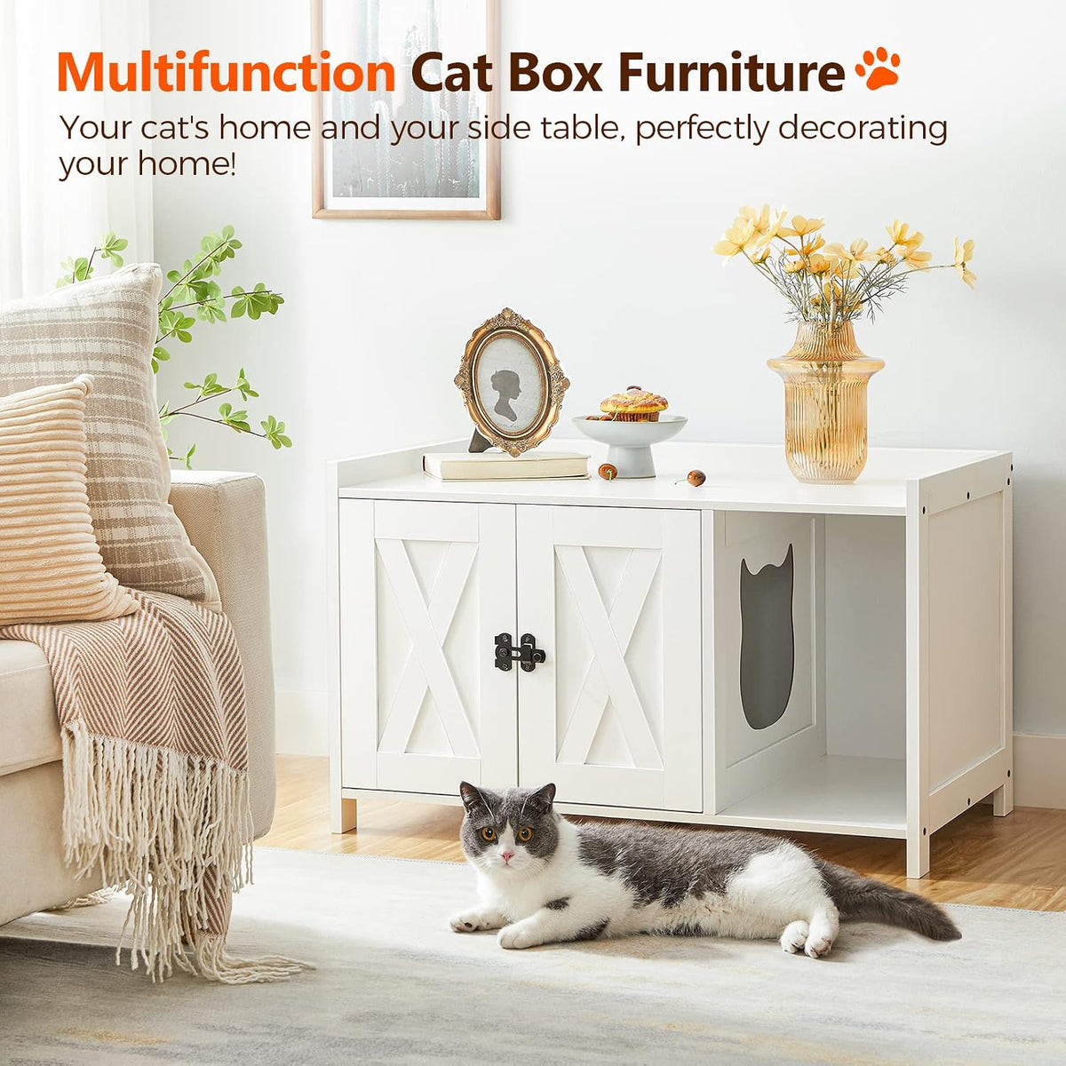 MAHANCRIS Cat Litter Box Enclosure - White - image 2