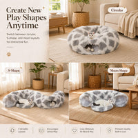 Warm Fluffy Plush Cat Dog Tunnel Bed Under Christmas Tree Big Tube - Light Grey - image 4