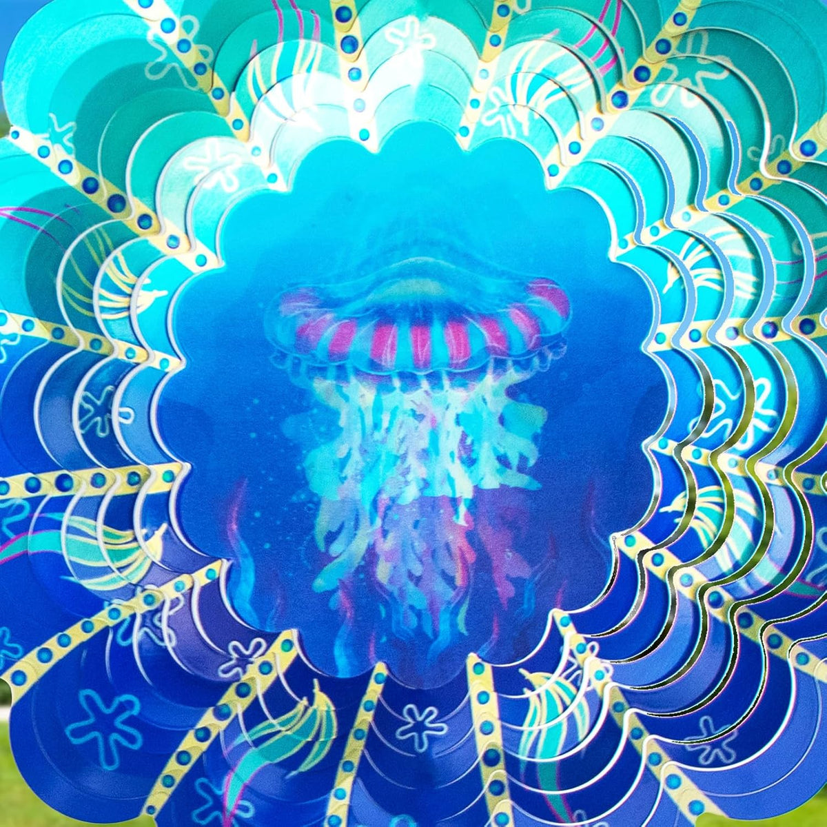 Rooster Metal Wind Spinners - Vivid Jellyfish / 12 Inch - image 3