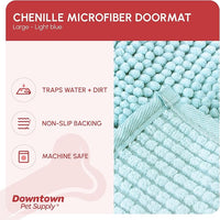 My Doggy Place Microfiber Dog Mat for Muddy Paws, 36" x 26" Light Blue - Absorbent and Quick-Drying Dog Paw Cleaning Mat, Washer and Dryer Safe - Non-Slip Rubber Backed Dog Floor Mat, Large