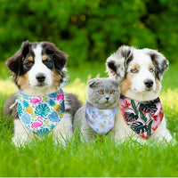 Amylove 120 Pcs Halloween Dog Bandanas Bulk Holiday Triangle Dog Pack Puppy Kerchief Bandana Adjustable Pet Scarf for Pet Cat Costume Accessories Decor(Flower)