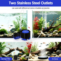 Aquarium Air Pump, Quiet Fish Tank Air Pump with Dual Outlets - 3W (Up to 80 Gallon) - image 4