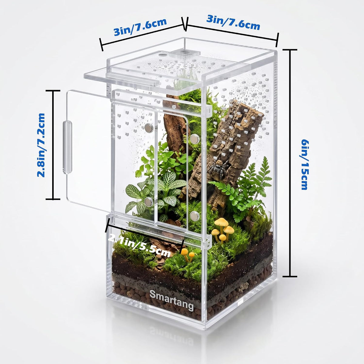 Smartang pre-assembled two-door clear acrylic jumping spider enclosure - view 3