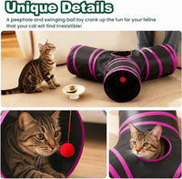 Love's cabin Cat Tunnel for Indoor Cats - Black&Rose Red / M (31"x17"x11") - image 4