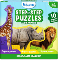 Skillmatics Step by Step Jigsaw Puzzles, Toddler Toys & Games - 2. Wild Animals