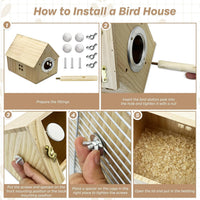 PINVNBY Parakeet Nesting Box Bird House for Cage Wood Mating Box Bird - Wood House Shape,L: 7.91*6.81*6.69 inch - image 4