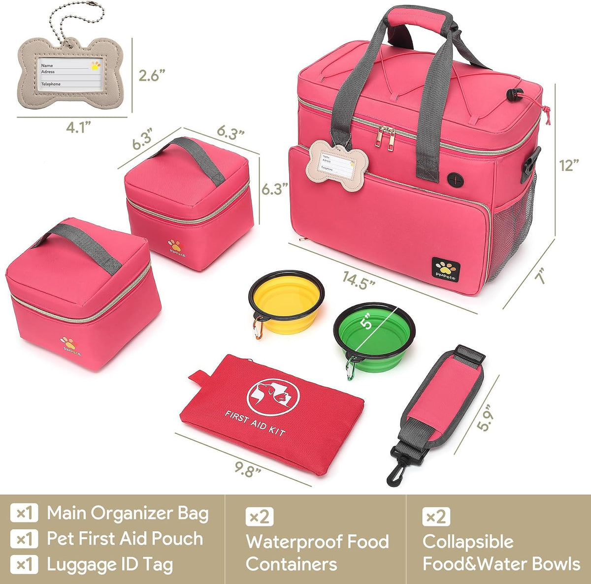 Dog Travel Bag – Essentials for Dogs - Watermelon Red - image 4
