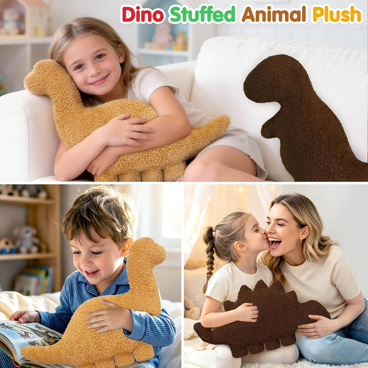Dino Nugget Pillow Plush, Dinosaur Chicken Plush Nuggets Pillow Funny Birthday Gifts for Boys - Brown Kentrosaurus / Small - image 3