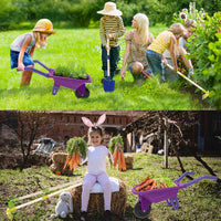 Qtioucp Kids Gardening Set with Wheelbarrow - Purple - image 2