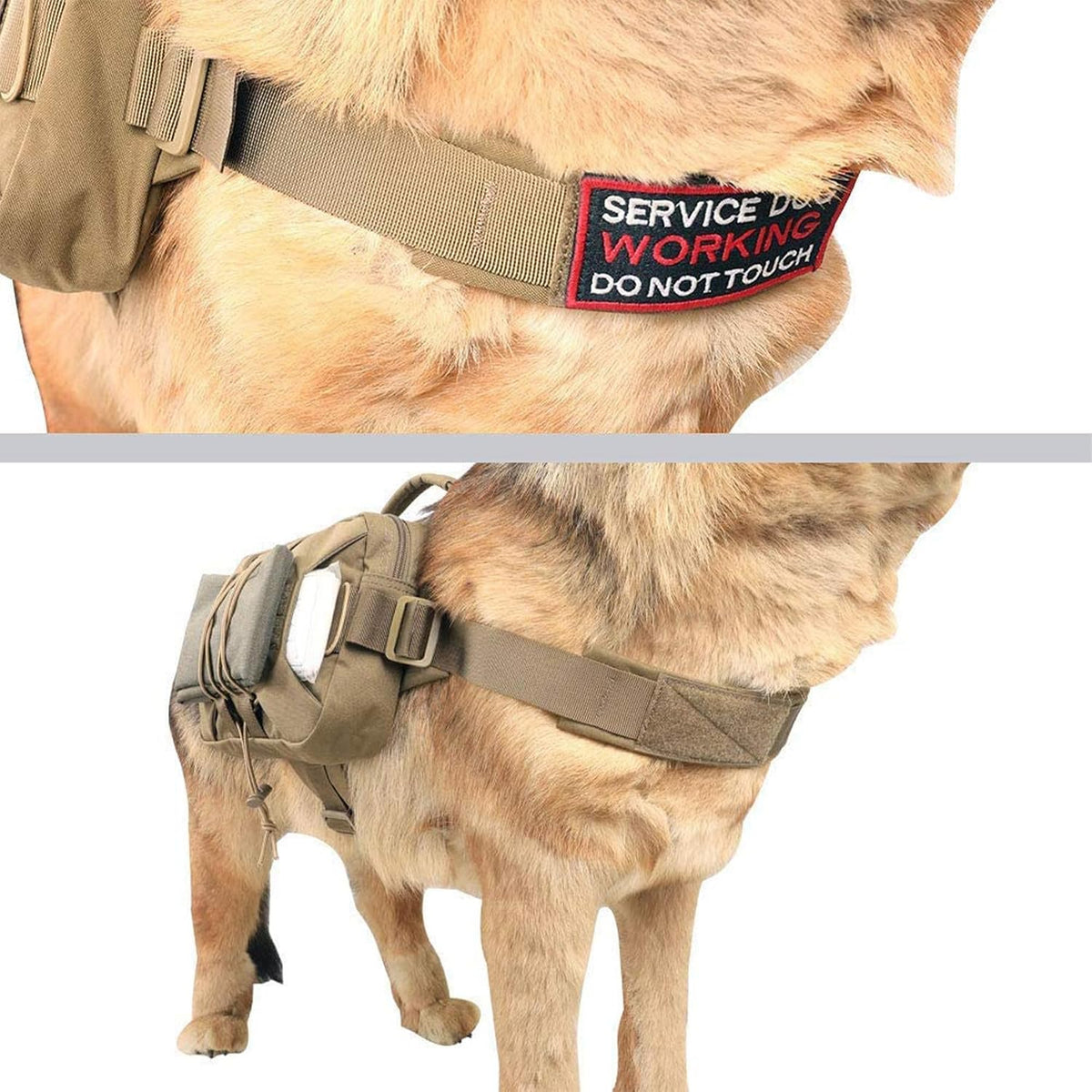 EXCELLENT ELITE SPANKER Nylon Dog Backpack with 2 Side Pockets - Coyote Brown / M-Chest 25.6-30" - image 2