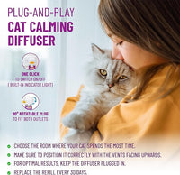 Cat Pheromones Calming Diffuser Cat Anxiety Relief Pheromones for Cats Promotes Well-Being & Comfort Cat Calming Diffuser with 2 Refills 60 Days Long Lasting Serenity